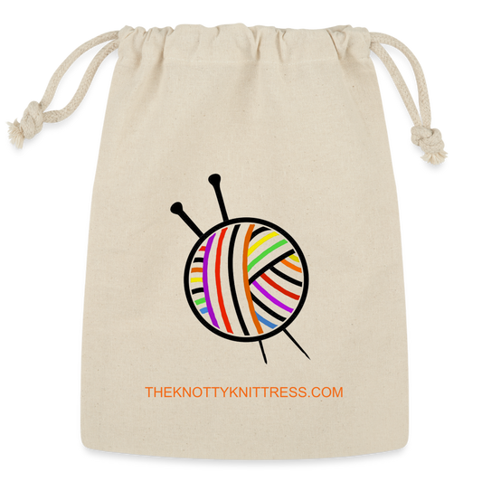 Rainbow Yarn Ball Drawstring Bag - Natural