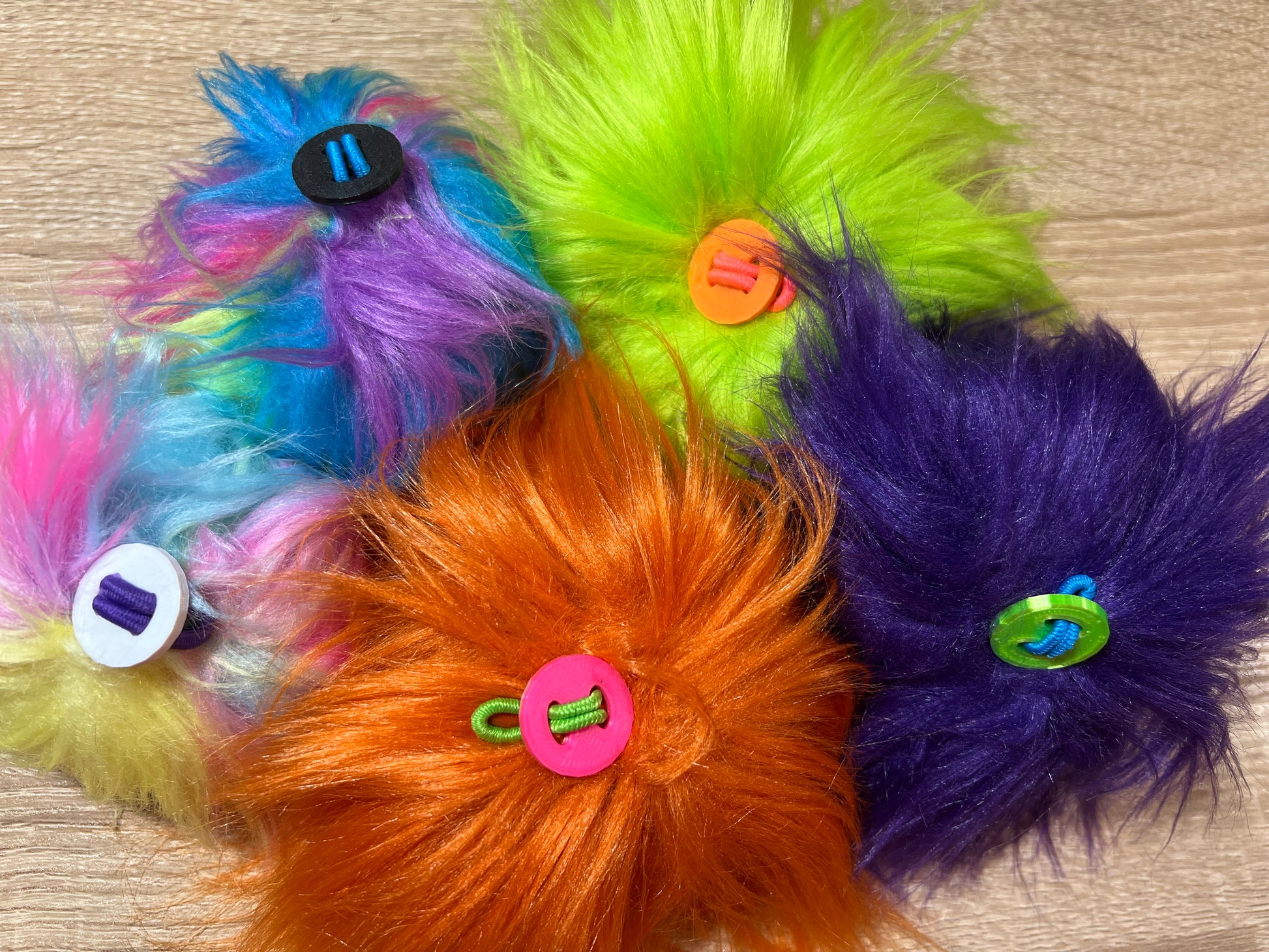 Rainbow Fluffy Pom Pom Keychain Fluffy Yarn Rainbow Gift 