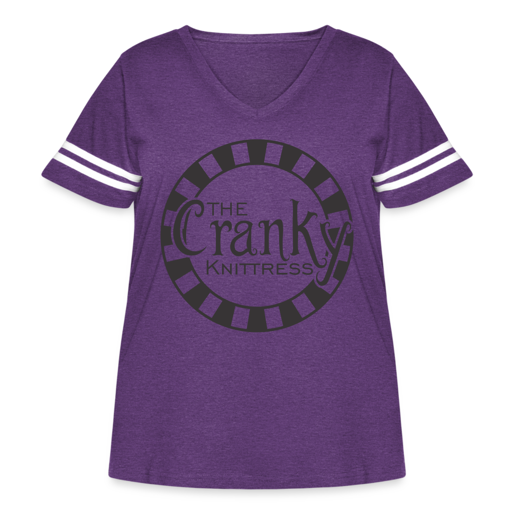 The Cranky Knittress Women's Curvy Vintage Sport T-Shirt - vintage purple/white