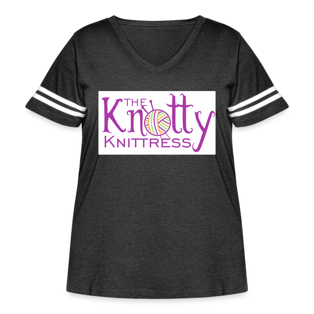 The Knotty Knittress Women's Curvy Vintage Sport T-Shirt - vintage smoke/white