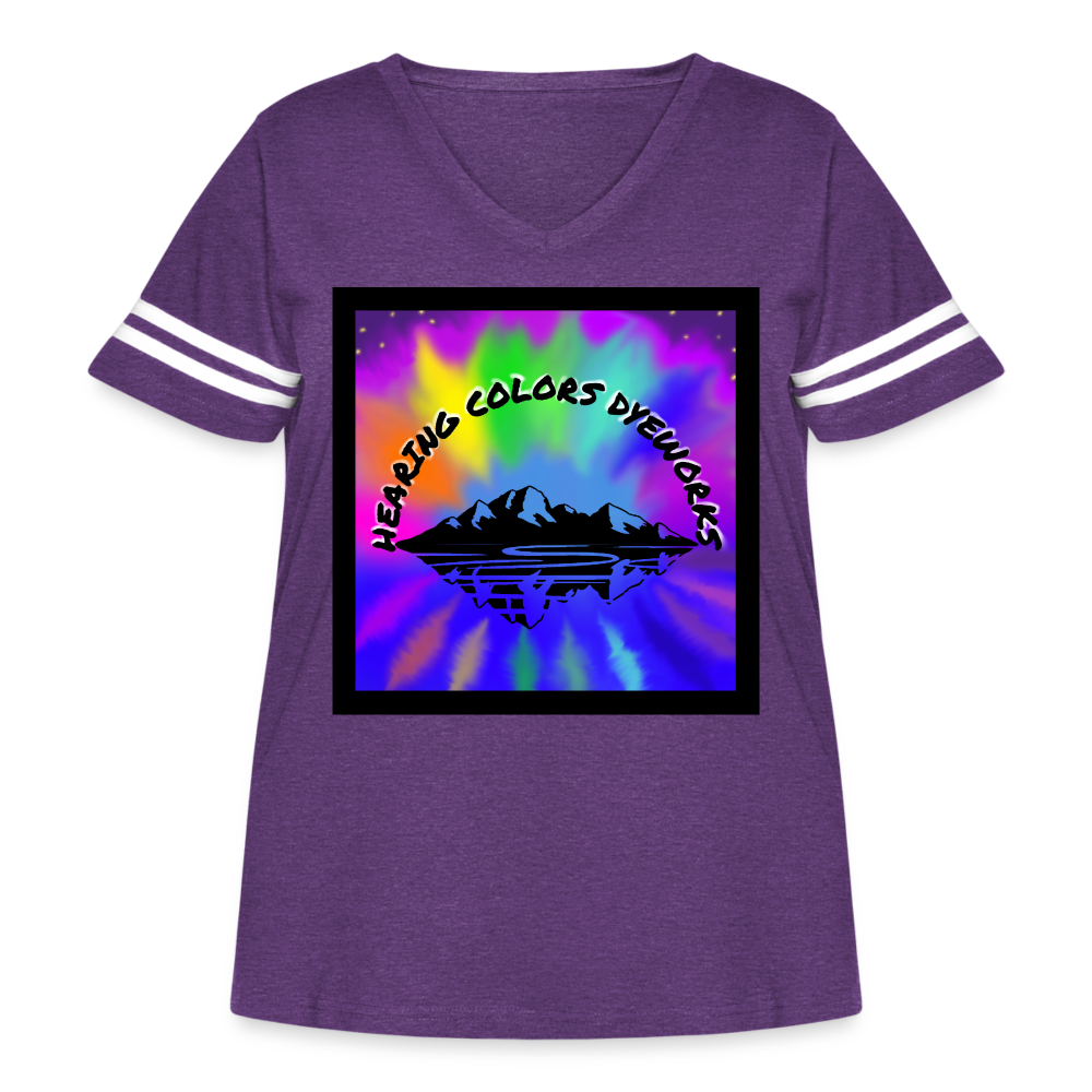 Hearing Colors Dyeworks Women's Curvy Vintage Sport T-Shirt - vintage purple/white